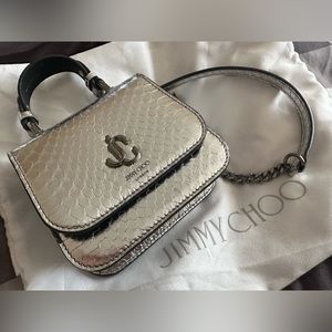 Jimmy choo micro top handle crossbody croc embossed bag